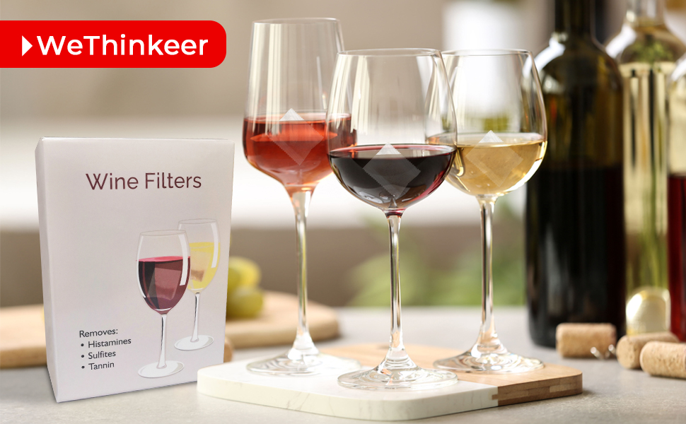 WeThinkeer Wine Filter 24 Packs, Removes Sulfites and