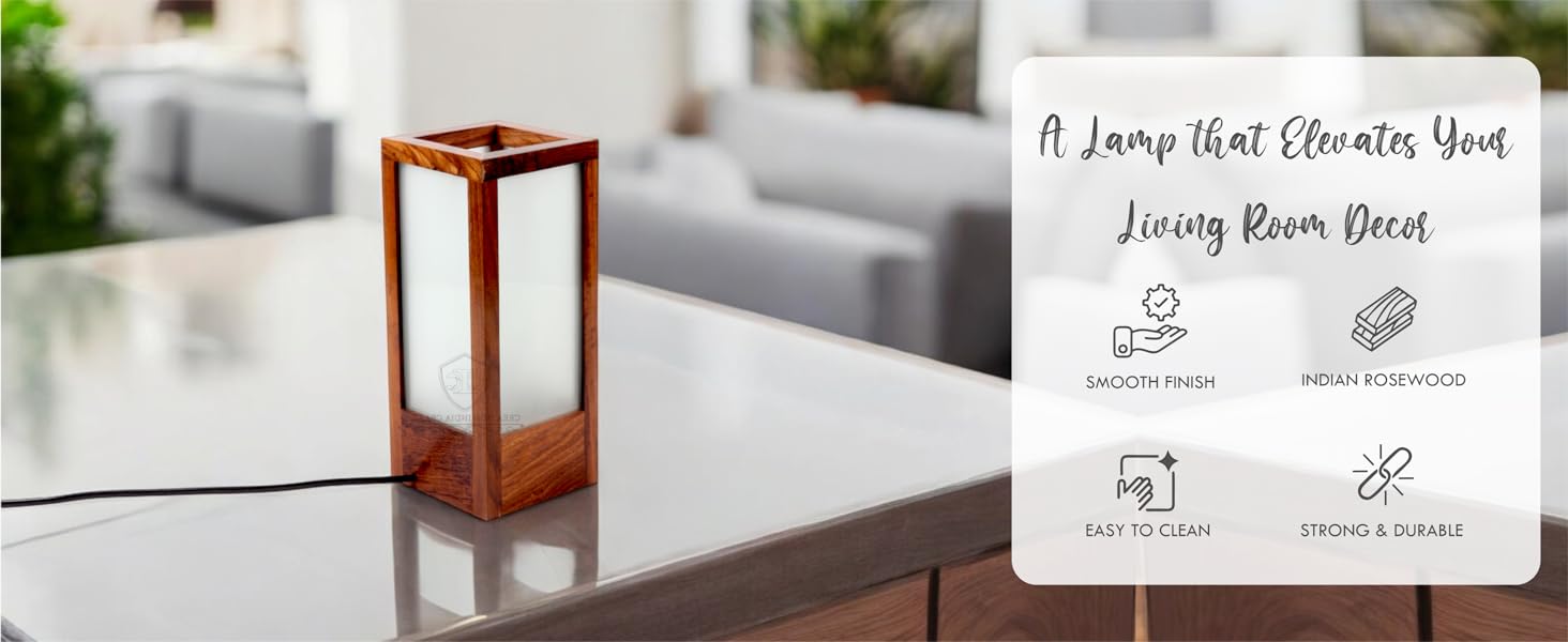 wooden table lamp for bedroom, living room, study table
