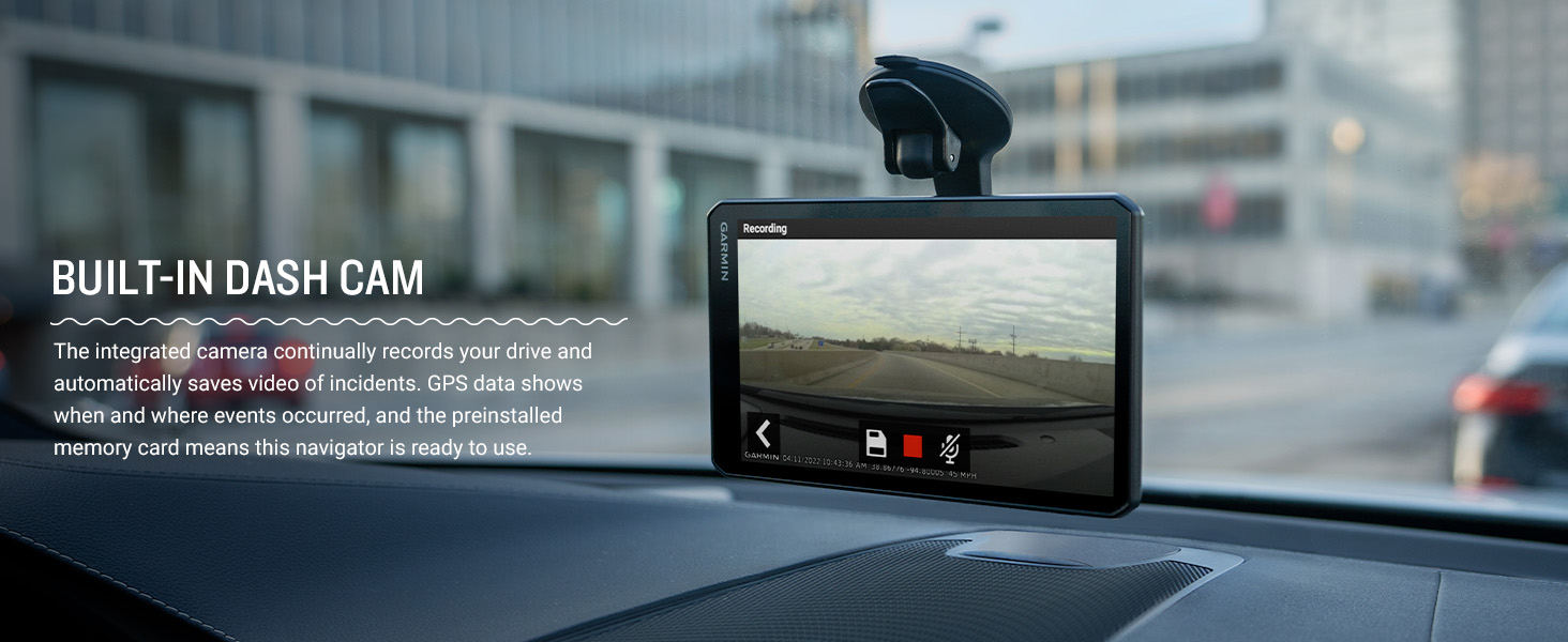 Garmin DriveCam™ 76, Large, EasytoRead 7” GPS car Navigator, Builtin
