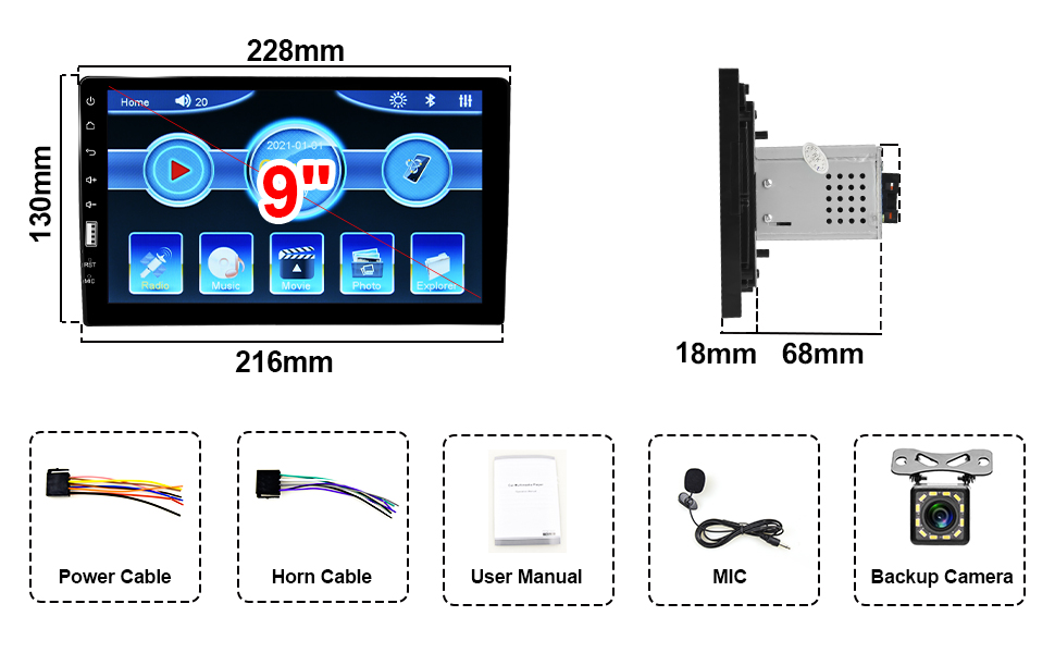 single din car stereo bluetooth