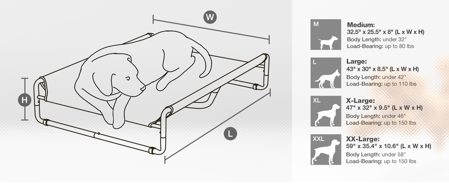 veehoo Original Cooling Elevated Dog Bed, Outdoor Raised Dog Cots Bed