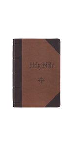 Two-tone Brown Faux Leather Giant Print Full-size King James Version Bible with Thumb Index
