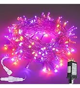 Upgraded Connectable 200 LED Halloween String Lights Outdoor Indoor, 66FT Orange and Purple Hallo...