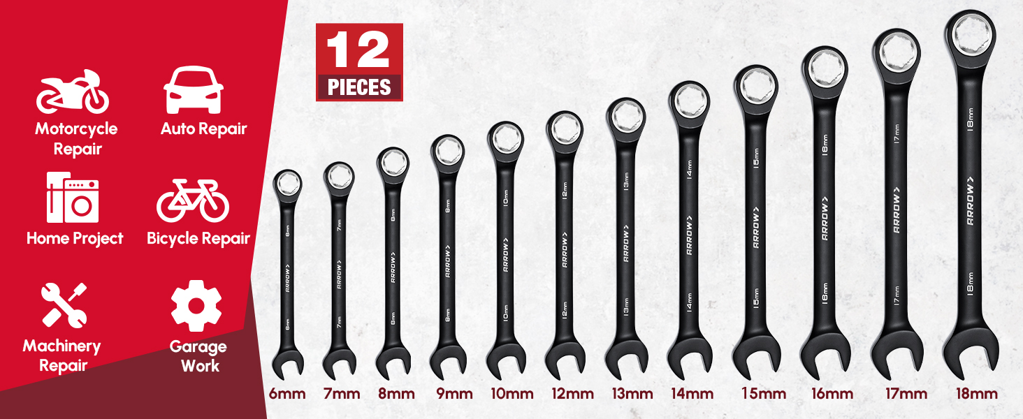 6mm 7mm 8mm 9mm 10mm 12mm 13mm 14mm 15mm 16mm 17mm 18mm wrench
