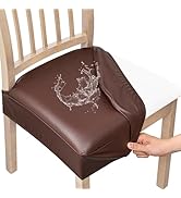 Smiry Waterproof Seat Covers for Chairs Set of 4, Stretch Pu Leather Removable Washable Dining Ro...