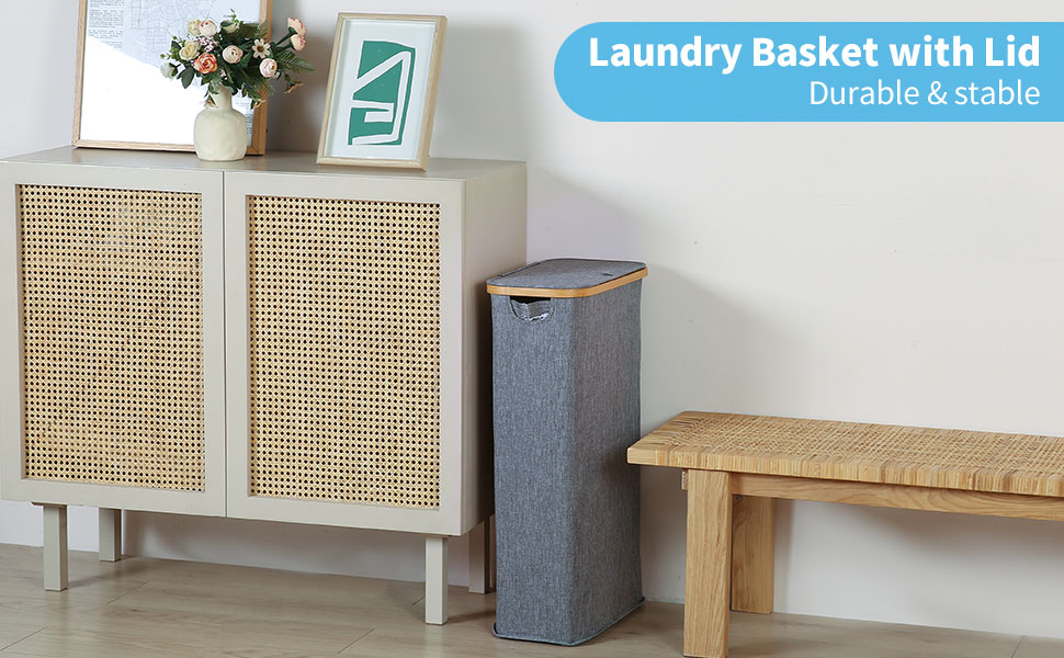 efluky Slim Laundry Hamper with Lid, Narrow Laundry Hamper with