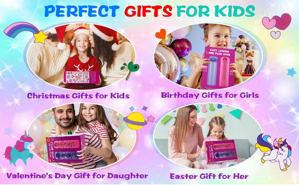 Gifts for Girls Decorate Your Own Water Bottle, Arts and Crafts with 18