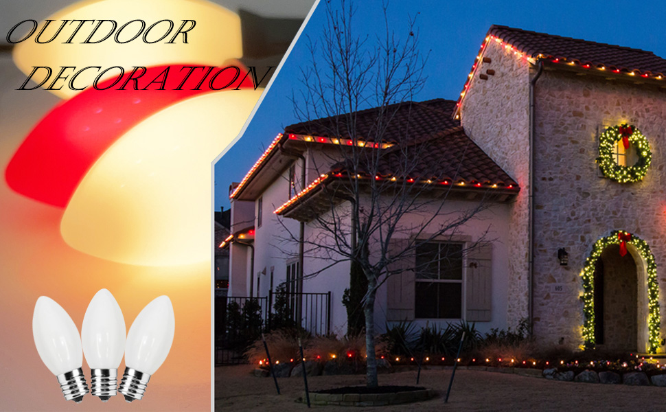 SUNSGNE 25 Pack C9 Incandescent Christmas Light Bulbs, 7 Watt Night