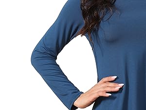 Womens Long Sleeve Tops Crew Neck Tees Tshirt with Side Slit T Shirt
