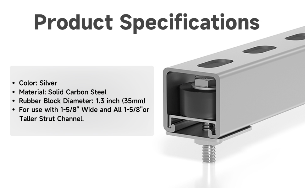 BIAXJUNY Heavy Duty Steel Trolley Roller Wheels Limit Trolley Assembly Positioning For Unistrut Strut Channel With 1-5/8" Wide And All 1-5/8" Or Taller Strut Channel (2Pack