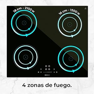 placa inducción; inducción; placa 4 fuegos; placa 4 zonas; placas de cocinar; placa Cecotec