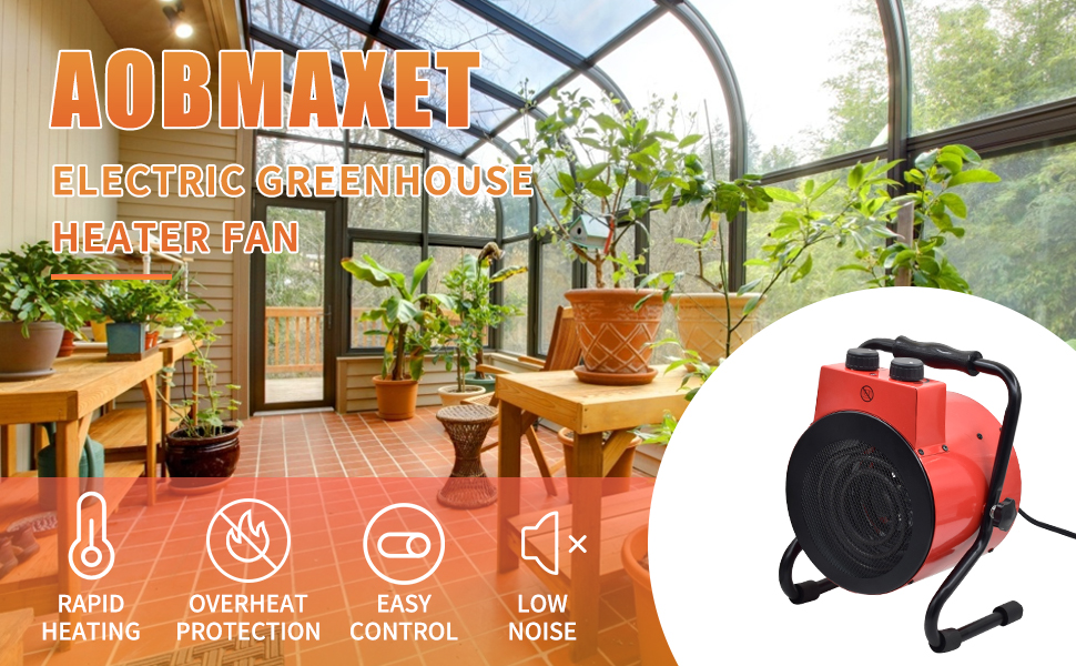AOBMAXET Greenhouse Heater with Digital Thermostat for Grow