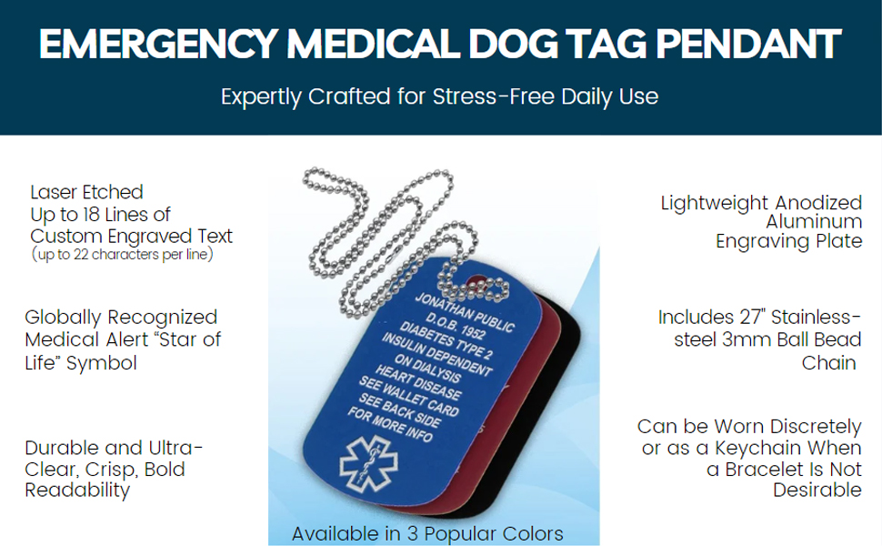 Medical Alert Dog Tag