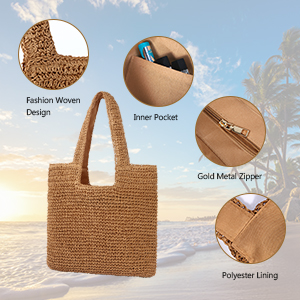 woven design inner pocket durable metal zipper high quality polyester lining