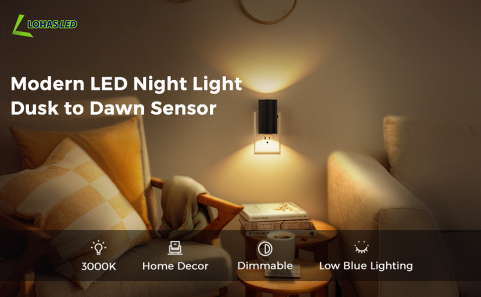 Night Light Plug in, LOHAS Vintage Night Light with Dusk to