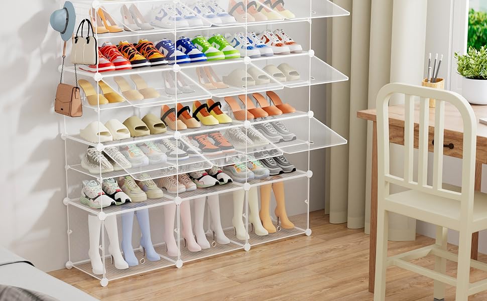HOMIDEC Clear Shoe Organizer, 3 By 8 Tier Shoe Rack Shoe