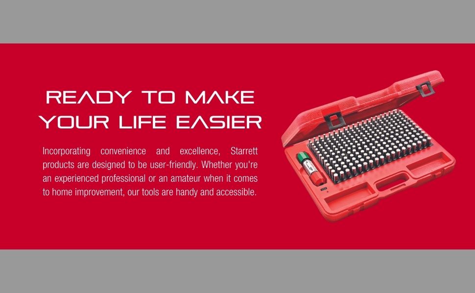 Starrett Precision Steel Pin Gage Set with Rugged, High Impact