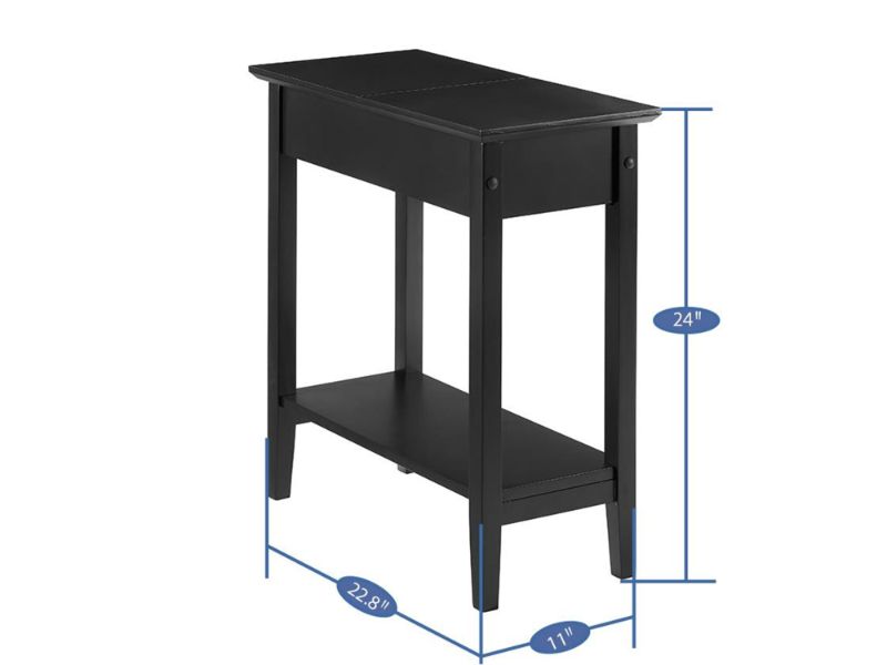 Naomi Home Roxy Narrow End Table with Storage, Flip Top