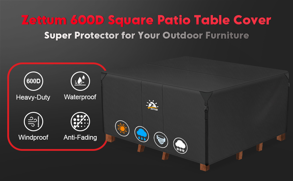 Zettum Patio Furniture Cover Square 72 Inch Outdoor