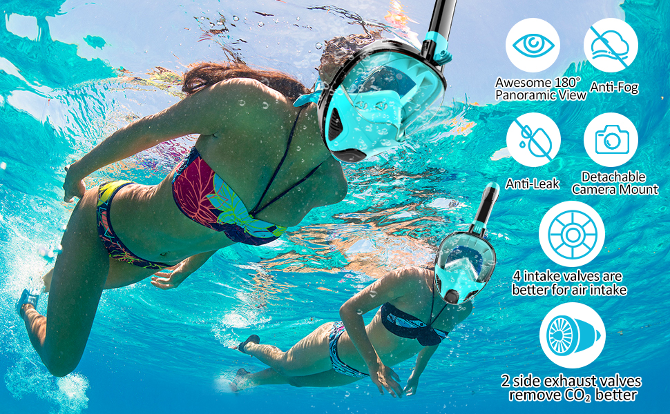 Ezire 2023 Full Face Snorkel Mask Adults, Snorkeling Gear for Adults with