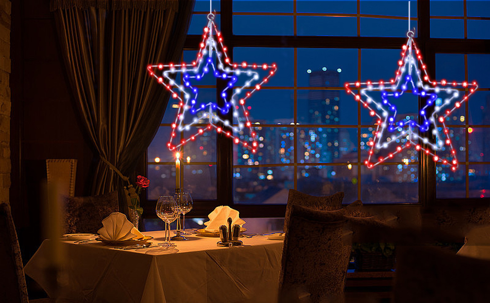 4th of July Decorations, 2Pack 14.2 Inch Red White and Blue ... 7 Red White Blue Star lights