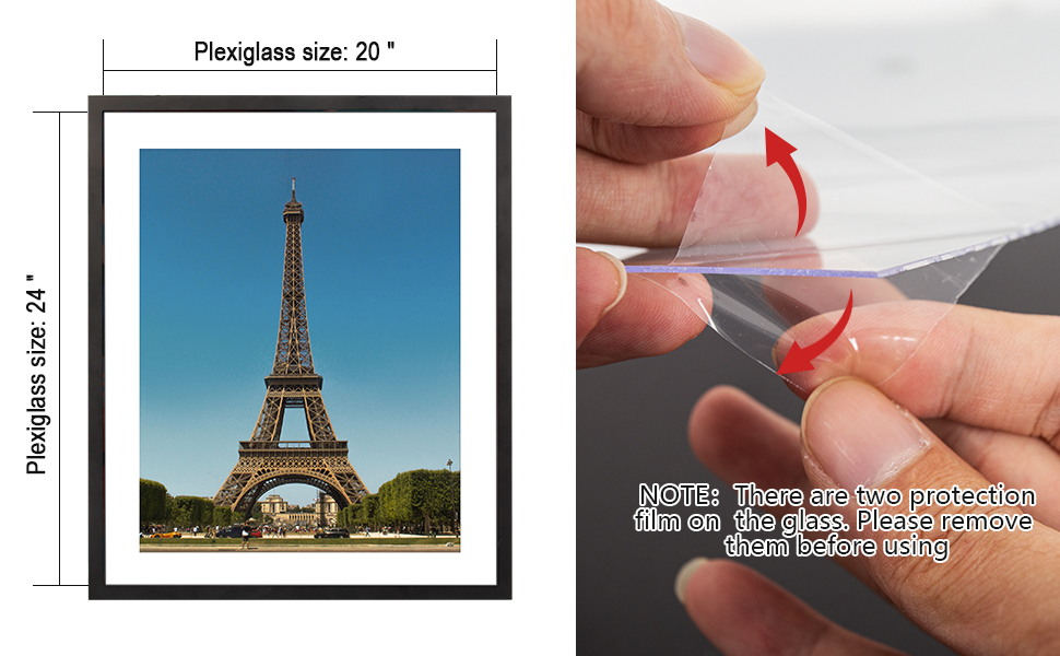 HOMESEVEN 20x24 Frame, 20x24 Picture Frame Matted to 16x20, Solid Wood Poster Frame