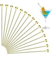 15PCS Gold Cocktail Picks for Drinks, Stainless Steel Fancy Cocktail Toothpicks, Reusable Metal C...