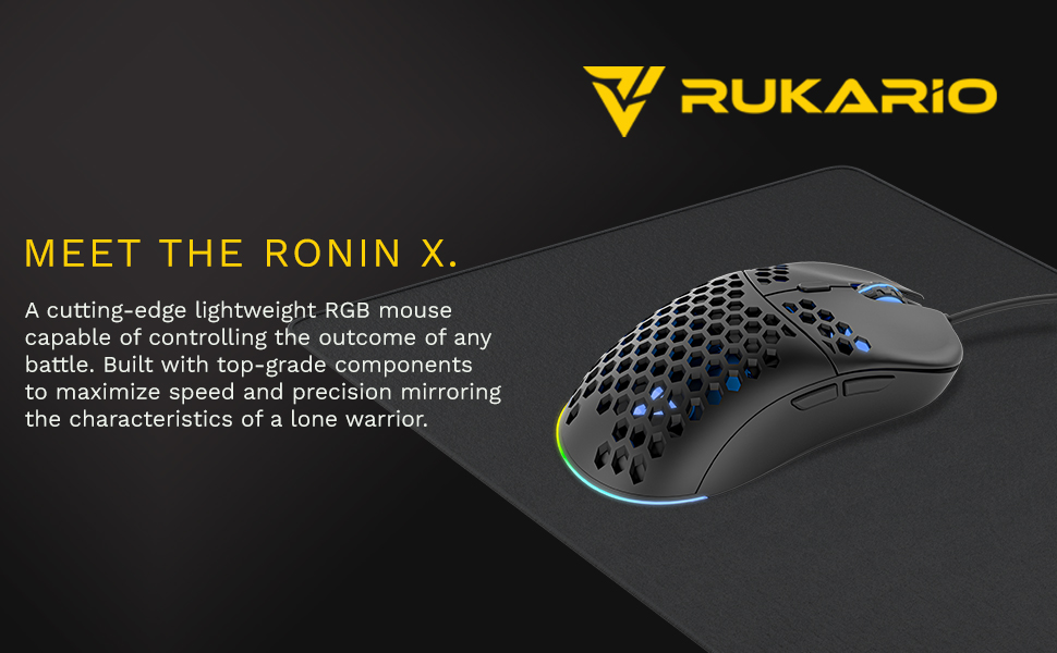 Rukario gaming ronin x gaming lightweight honeycomb mouse