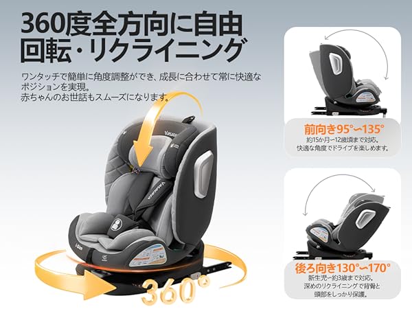 Amazon | Vasacava チャイルドシート 新生児 isofix 回転式 360
