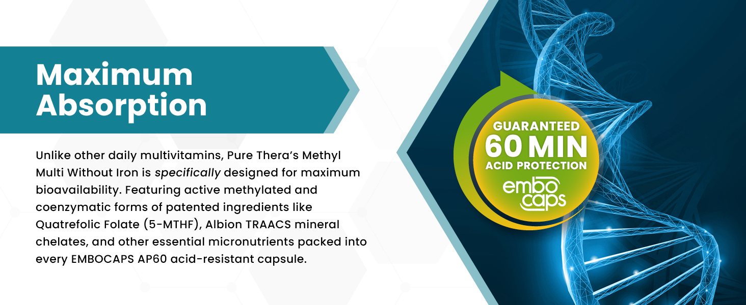 Unlike other multivitamins, Pure Thera's Methyl Multi is designed to be ultra-absorbable