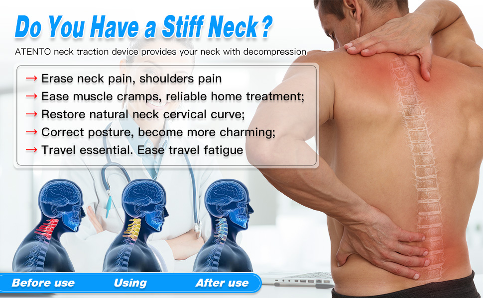 ATENTO Cervical Neck Traction Device Over Door for Home Use