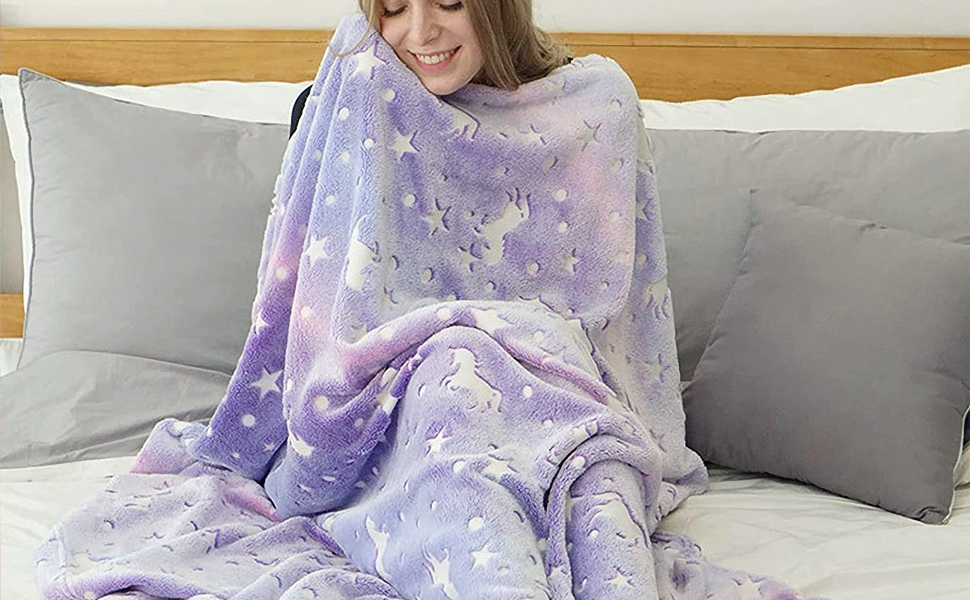 Unicorns Blanket for Girls Kids Toys Rainbow Luminous Blanket Soft