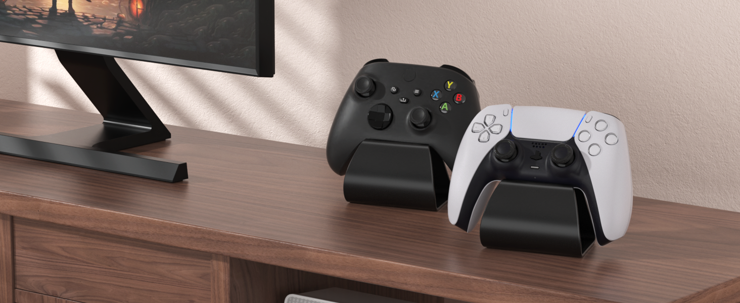 PlayVital Stand-AL Game Controller Stand for ps5, for ps4, Universal Desktop Display Gamepad Stand for Xbox Series X/S, Xbox One, Aluminium Metal Controller Stand Holder for Switch Pro - Black 17 Controller Stand for ps5, for ps4, Universal Desktop Display Gamepad Stand for Xbox Series X/S