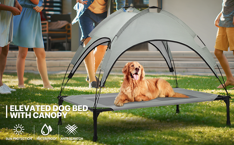 MoNiBloom Medium Elevated Dog Cot with Detachable Canopy, 2