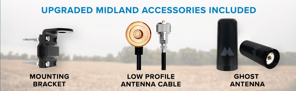 Midland – MXT115AGVP3 - 15 Watt GMRS MicroMobile Two Way Radio - Off Roading Outdoor Farm Radio - Extended Range 3dB gain Ghost Antenna, Antenna Cable, Mounting Bracket - Farm Tractor Bundle 21 reliable communication adventure range durable powerful weather alert extended