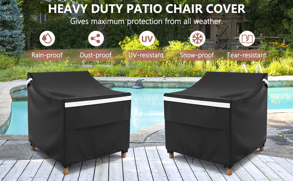 STARTWO Outdoor Chair Covers Waterproof 2 Pack, 500D Durable Patio Furniture Covers, Tear