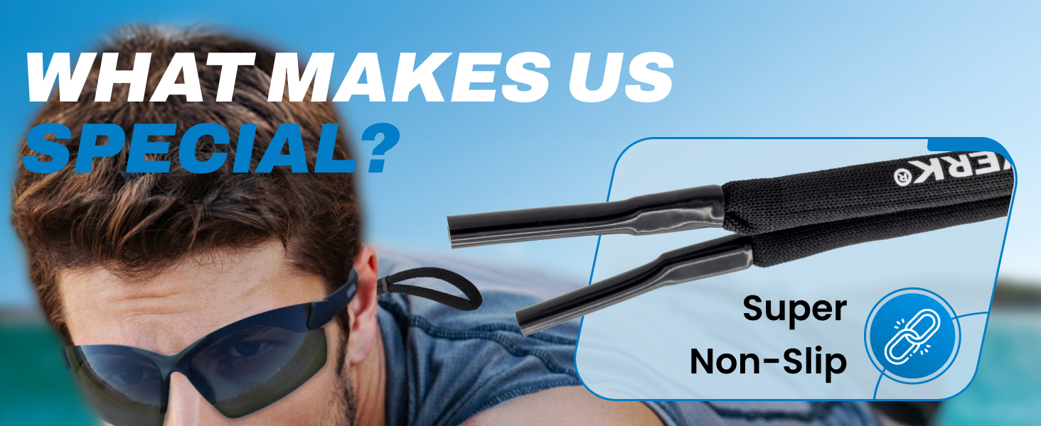 Black hair styling tool with elongated barrel and grip. Features 'Super Non-Slip' text, suggesting enhanced control during use. Person wearing sunglasses in background.