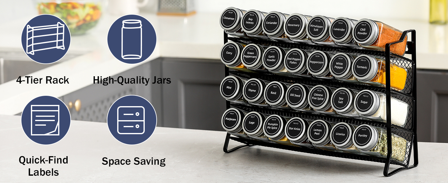 spice rack with jars