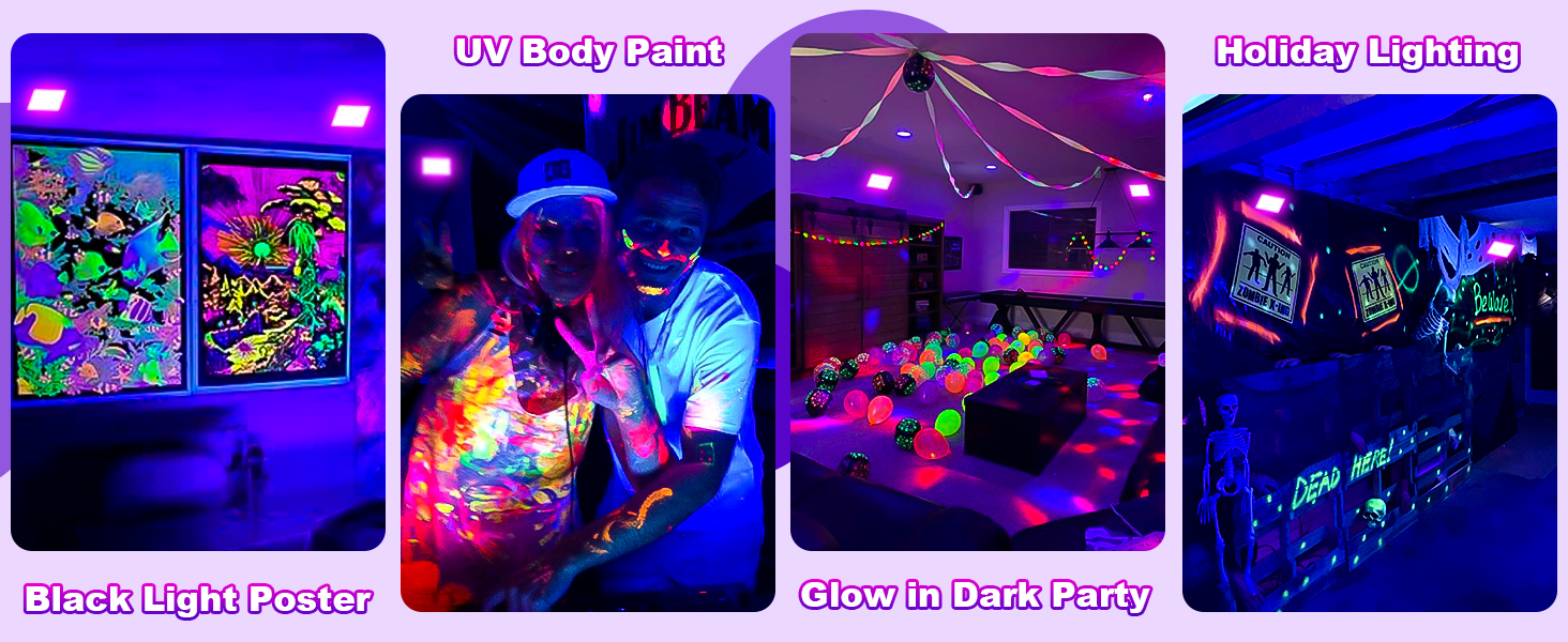 80W Black Light Flood Light, IP66 Outdoor Blacklight Floodlight with