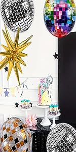 Rainbow Starburst Foil Balloons