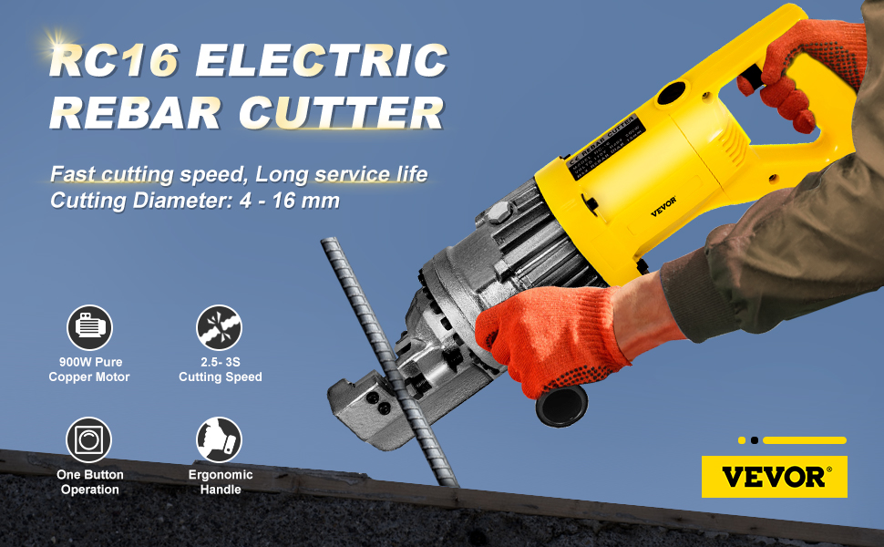 Happybuy Electric Hydraulic Rebar Cutter, 900W Portable Electric Rebar Cut 5/8" 16mm 5 Rebar