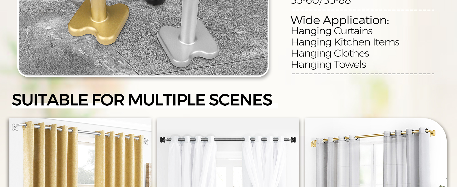 2 Pack Blackout Curtain Rod 35 to 60 Inches(2.96ft