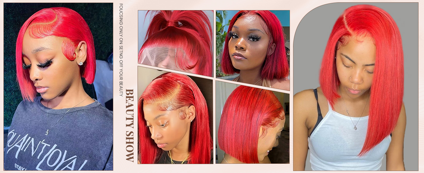red bob wigs human hair
