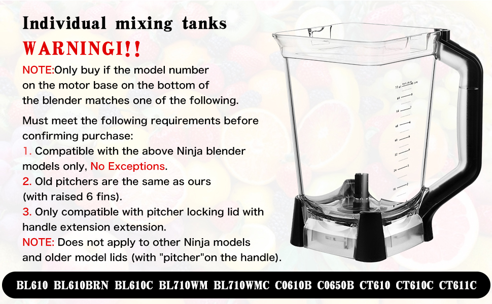 Medoparts 72 oz (9 cups) XL Pitcher Blender Parts for Ninja
