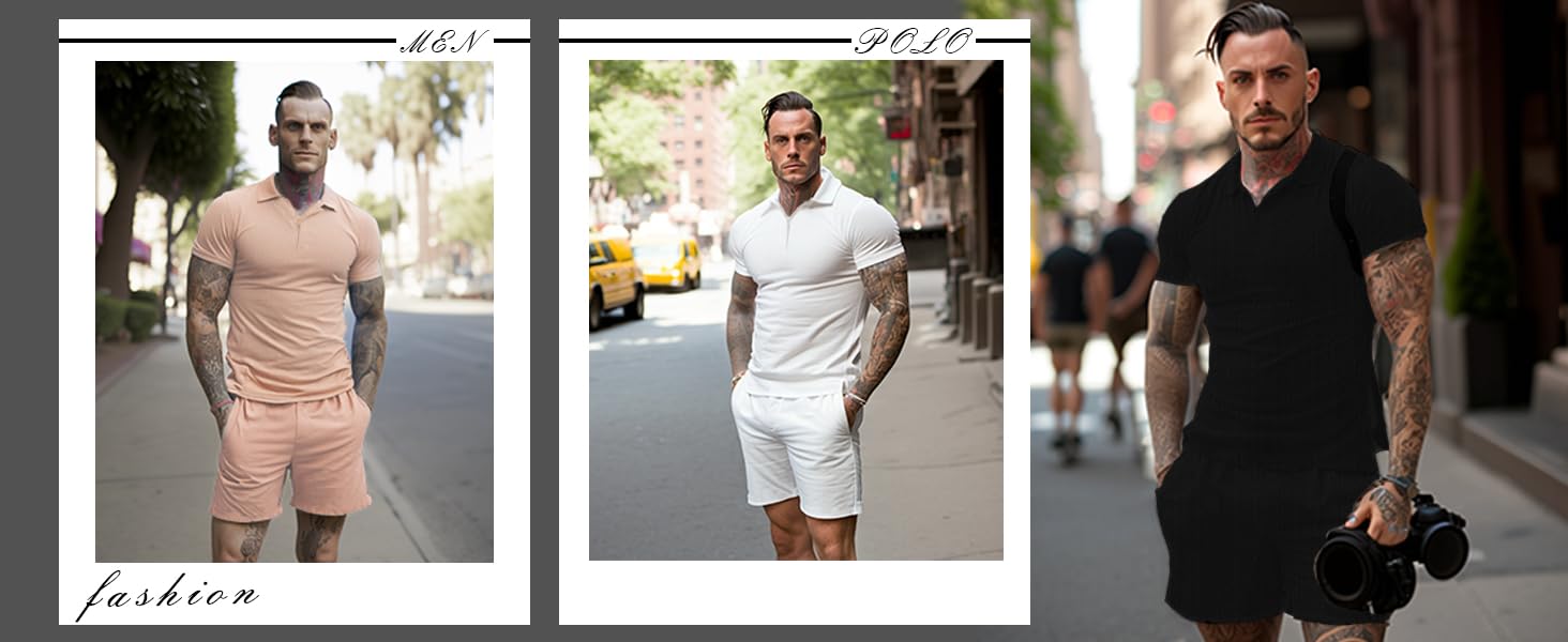 JoZorro Mens Polo Shirts and Shorts Set Tracksuit Fashion Casual Summer 2 Piece Outfits for Men
