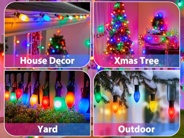 Vintage C9 LED Christmas Lights Outdoor, 100 Feet C9 String