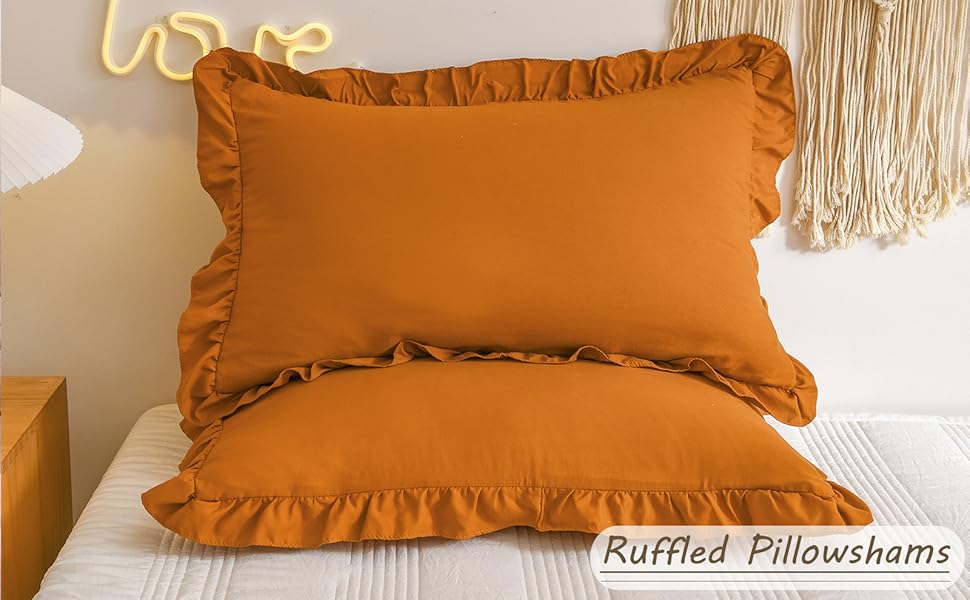Burnt Orange Pillowcases Cute Pillowcases Rust Ruffle