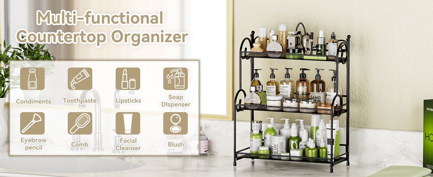 EKNITEY Bathroom Counter Organizer 3 Tier Spice Rack