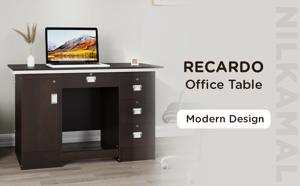 Nilkamal Recardo Engineered Wood Office Desk and Study Table with 4
