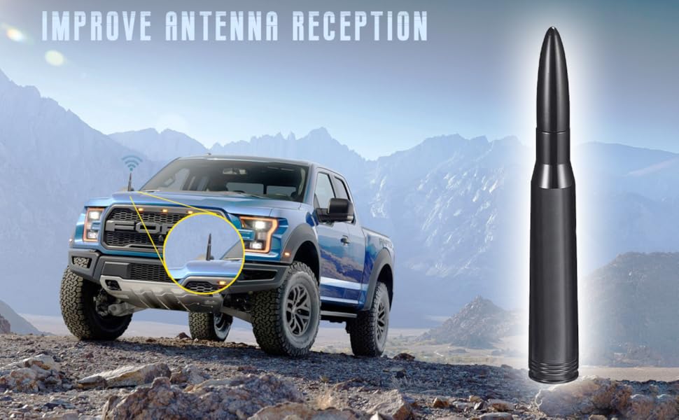 HVSTTPK Truck Bullet Antenna with Valve Stem Caps for Silverado 1500 2500 3500 HD